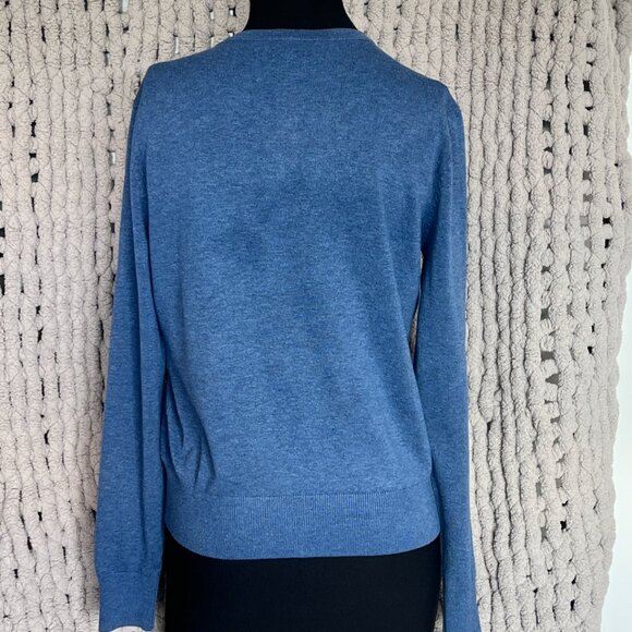 2 H&M Fine Knit Crewneck Cardigans Navy Blue & Medium Blue SIze M - Picture 6 of 16